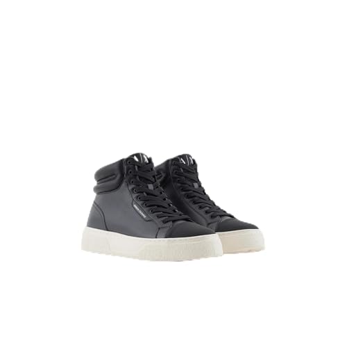 Armani Exchange Men's Lion High Top Sneaker, Black+Black, 6.5