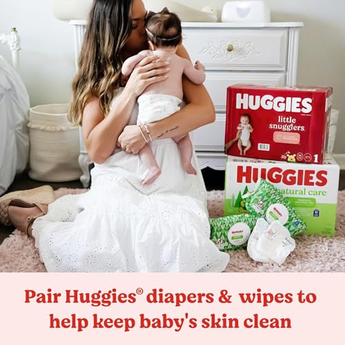 Huggies Natural Care Sensitive Baby Wipes, Unscented, Hypoallergenic, 99% Purified Water, 12 Flip-Top Packs (768 Wipes Total), Packaging May Vary