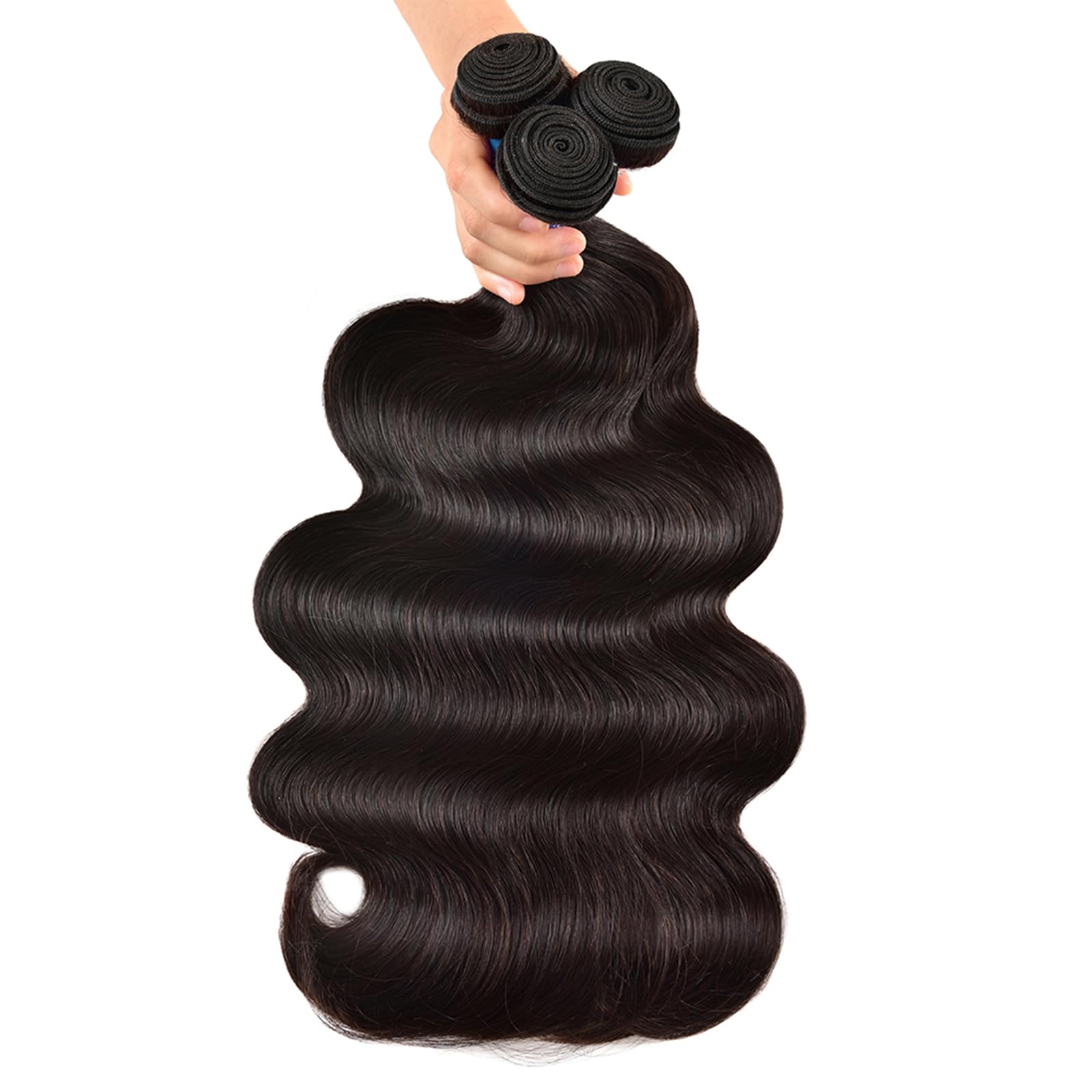 Body Wave Bundles Human Hair Brazilian Hair 3 Bundles Human Hair for Black Women 22 24 26 Inch 10A Grade 100% Unprocessed Body Wave Human Hair Bundles Hair Extensions Natural Color