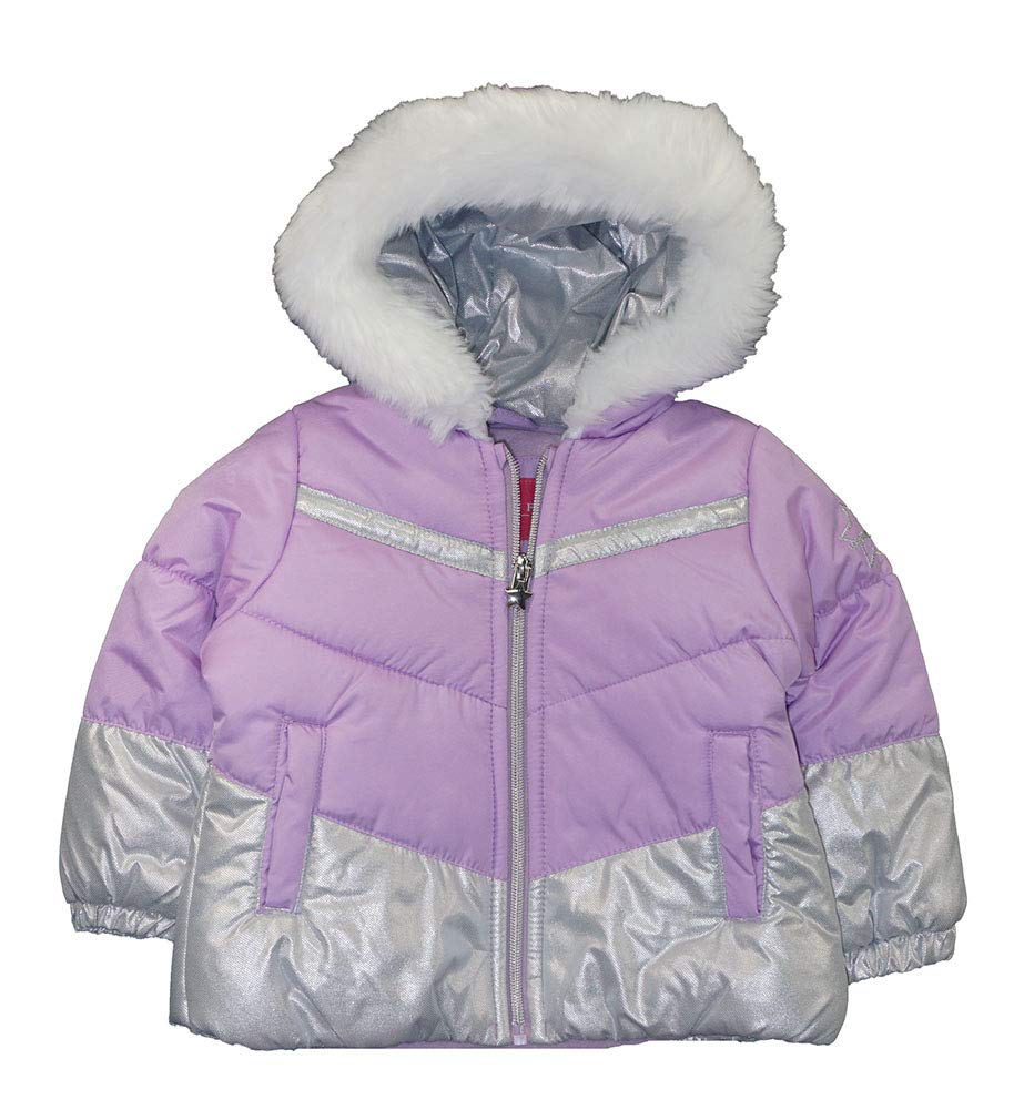 London Fog Girls' Toddler Snowsuit with Snowbib and Puffer Jacket(Discontinued), Violet Silver Foil, 2T