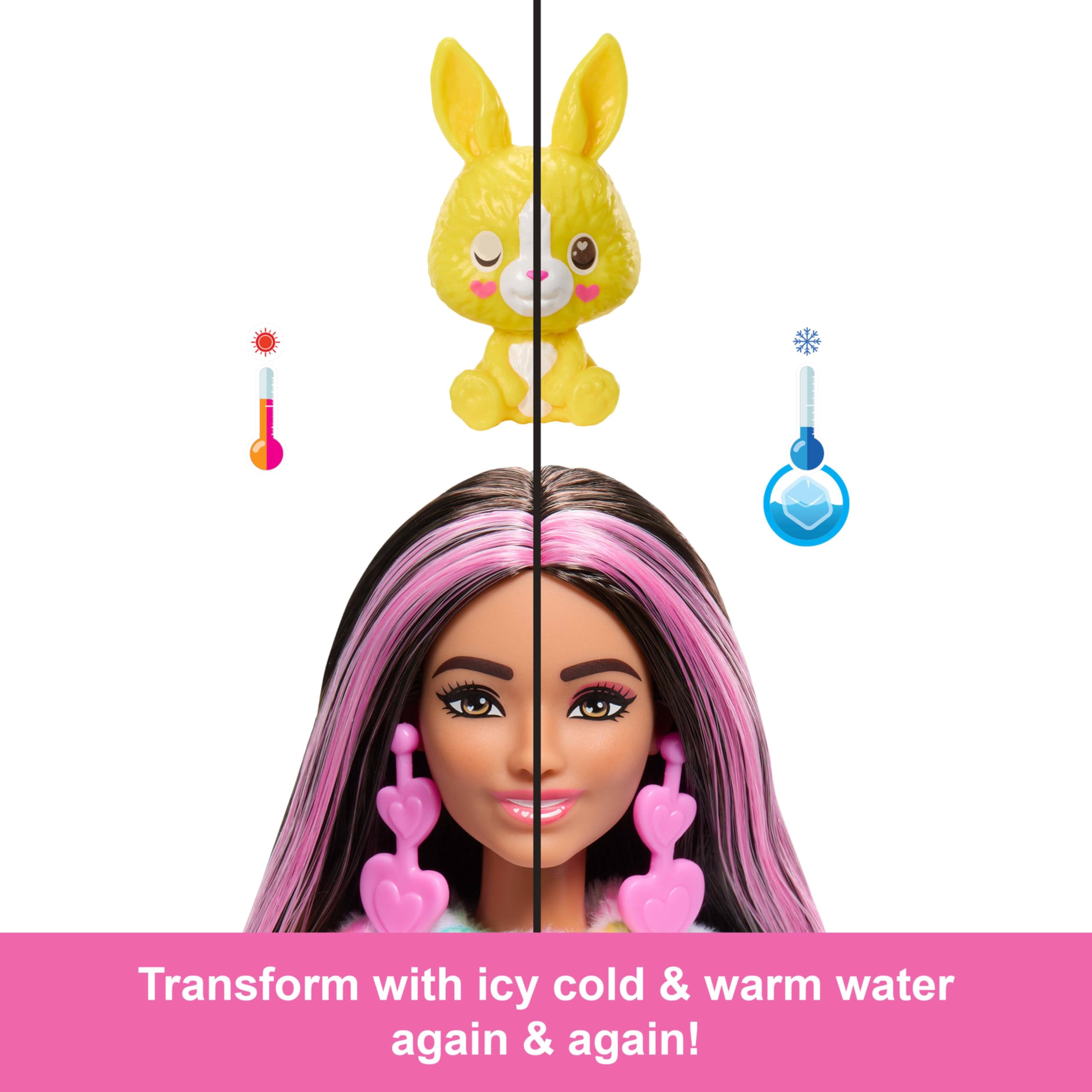 Barbie Cutie Reveal Doll & Accessories, Color Dream Series, Tie-Dyed Bunny Costume & 10 Surprises Including Color Change