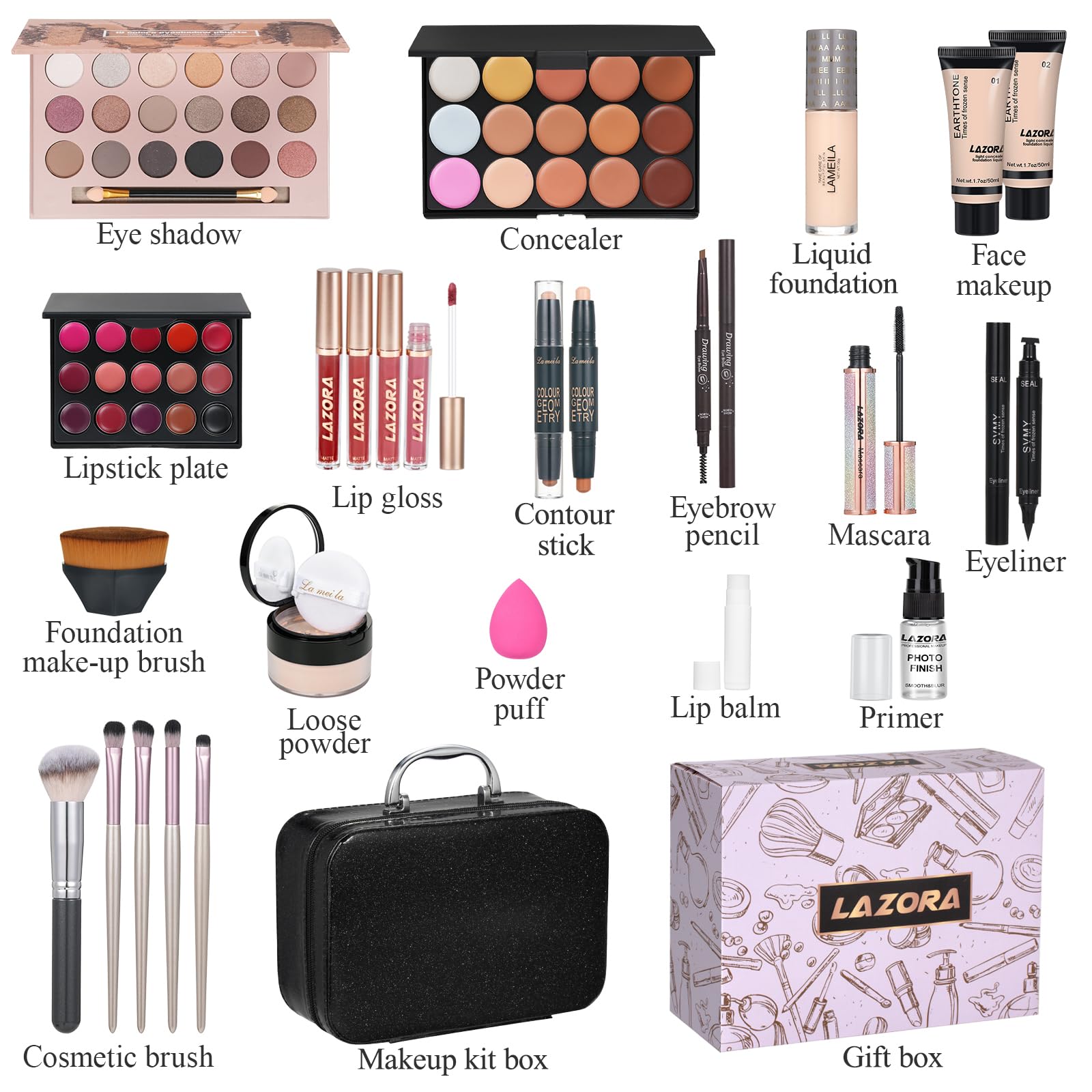 All in One Makeup Kit Makeup Kit for Women Full Kit Makeup Set Multipurpose Bundle Holiday Gift Box Essential Starter Bundle Include Full Makeup Kit for Women (Box3)