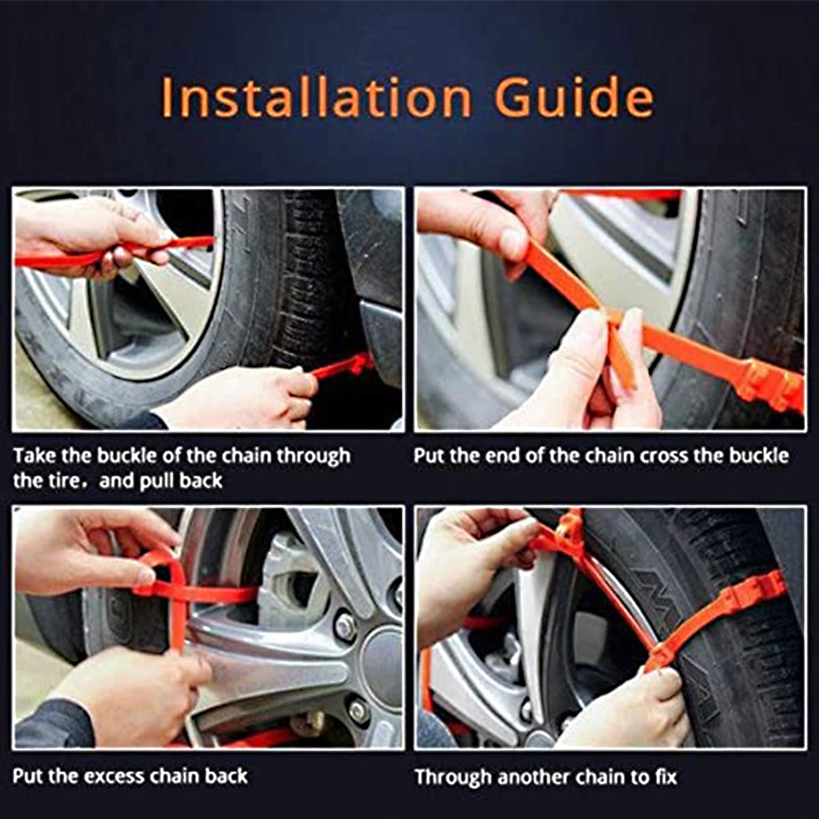 2024 Reusable Anti Snow Chains - 【New Version】10 PCS Portable Snow Tire Chain for Pickup Trucks & SUV - Emergency Snow Plastic Non-Slip Cable Tie - Snow Mud Chains for Winter Driving & Muddy Road