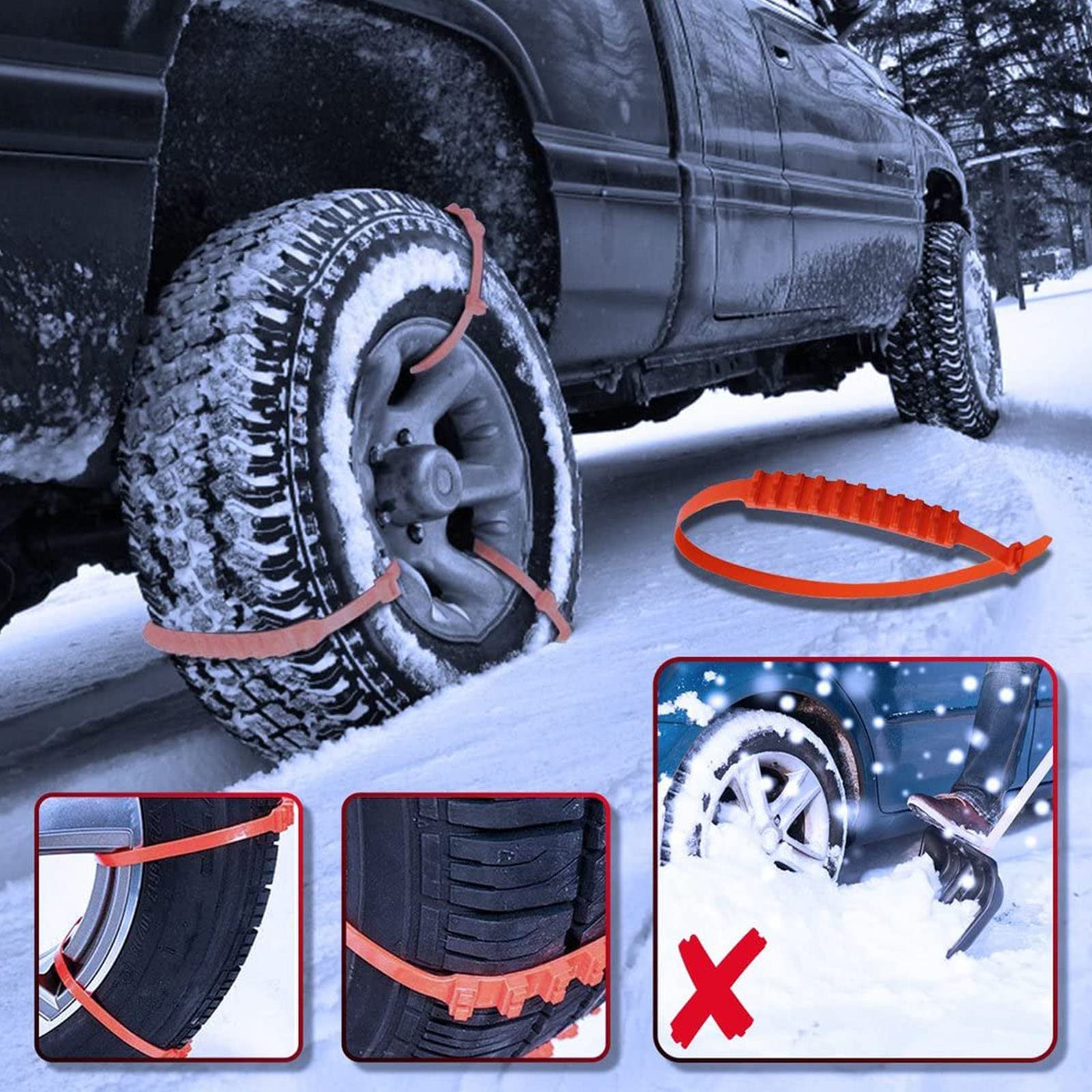 2024 Reusable Anti Snow Chains - 【New Version】10 PCS Portable Snow Tire Chain for Pickup Trucks & SUV - Emergency Snow Plastic Non-Slip Cable Tie - Snow Mud Chains for Winter Driving & Muddy Road