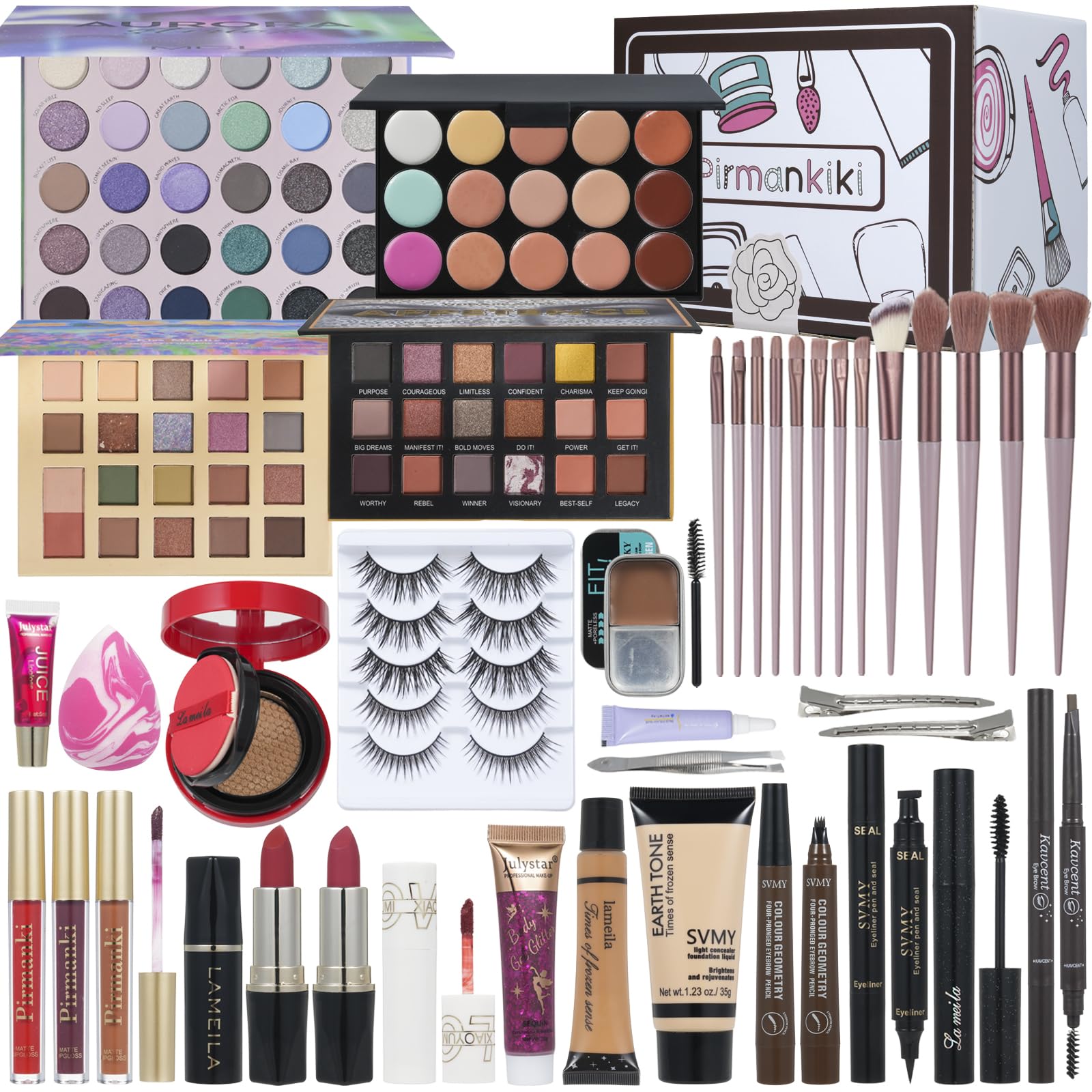 All in One Makeup Kit for Women Full Kit,Travel Makeup Set,Makeup Gift Set for Girls & Teen,Professional Makeup Kit Includes lash Clusters Kit Eyeshadow Lipstick Brow Pencil Eyeliner Brush Set