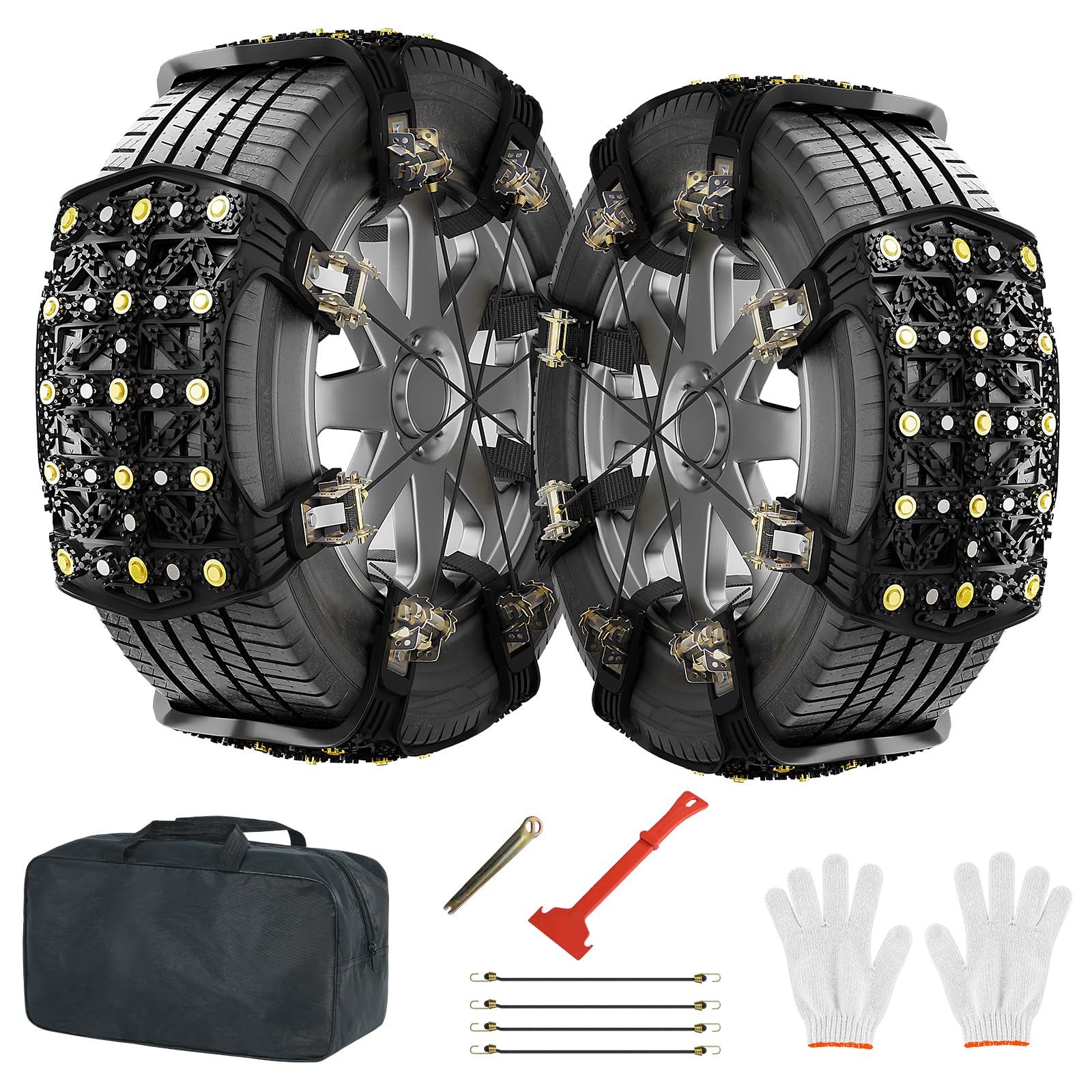 LILYPELLE Upgraded Snow Chains 8 Pack, Tire Chains for Cars/SUVs/Pickup Trucks, Emergency Anti Slip Tire Traction Chains for Tire Width 165-275mm