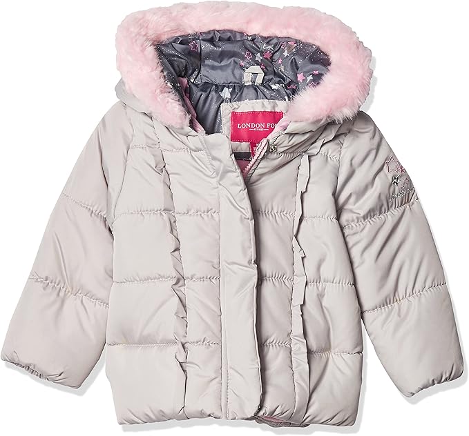 London Fog Girls' Toddler Snowsuit with Snowbib and Puffer Jacket(Discontinued), Violet Silver Foil, 2T