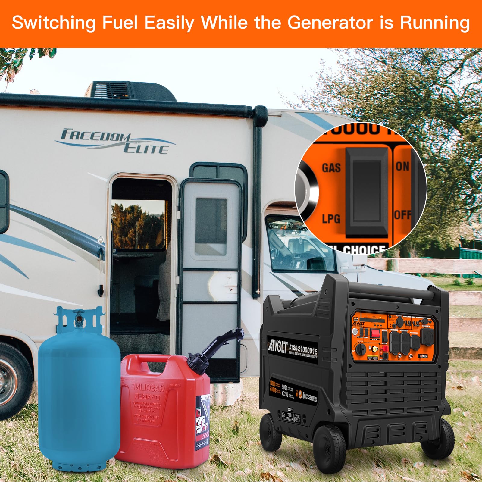 AIVOLT Dual Fuel Portable Inverter Generator- 10000 Watts Gas or Propane Powered Home Back Up Electric Start Inverter Generator (10,000 Watts Dual Fuel)