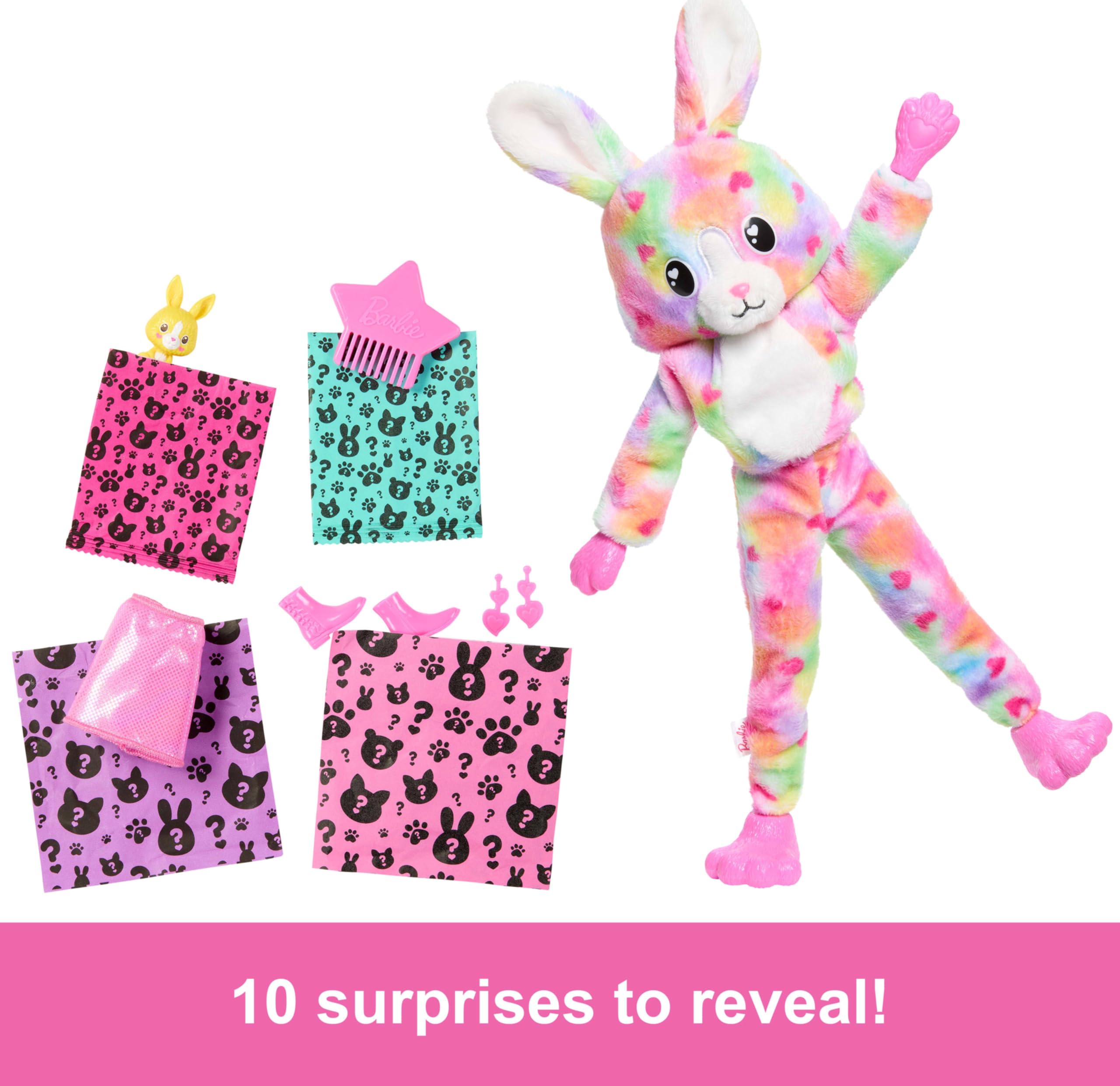 Barbie Cutie Reveal Doll & Accessories, Color Dream Series, Tie-Dyed Bunny Costume & 10 Surprises Including Color Change