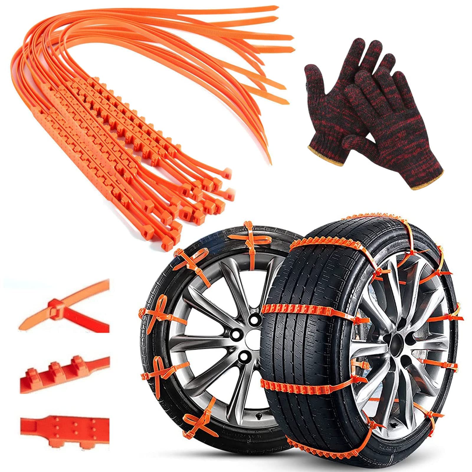 2024 Reusable Anti Snow Chains - 【New Version】10 PCS Portable Snow Tire Chain for Pickup Trucks & SUV - Emergency Snow Plastic Non-Slip Cable Tie - Snow Mud Chains for Winter Driving & Muddy Road