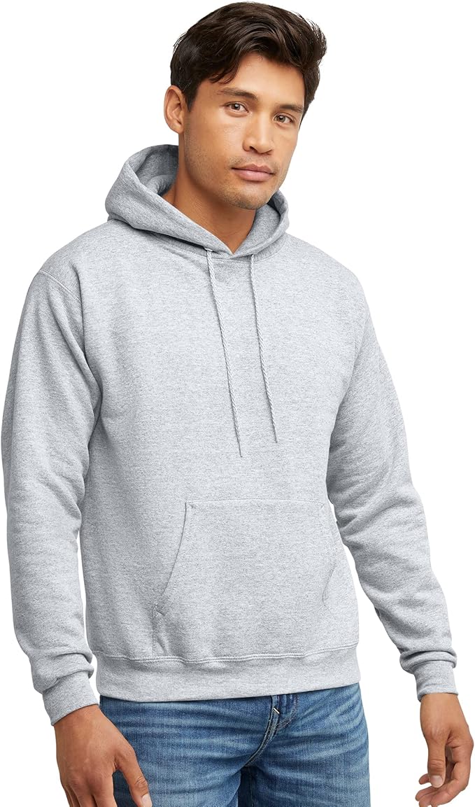 Hanes Men's Pullover EcoSmart Hooded Sweatshirt, Black, Large