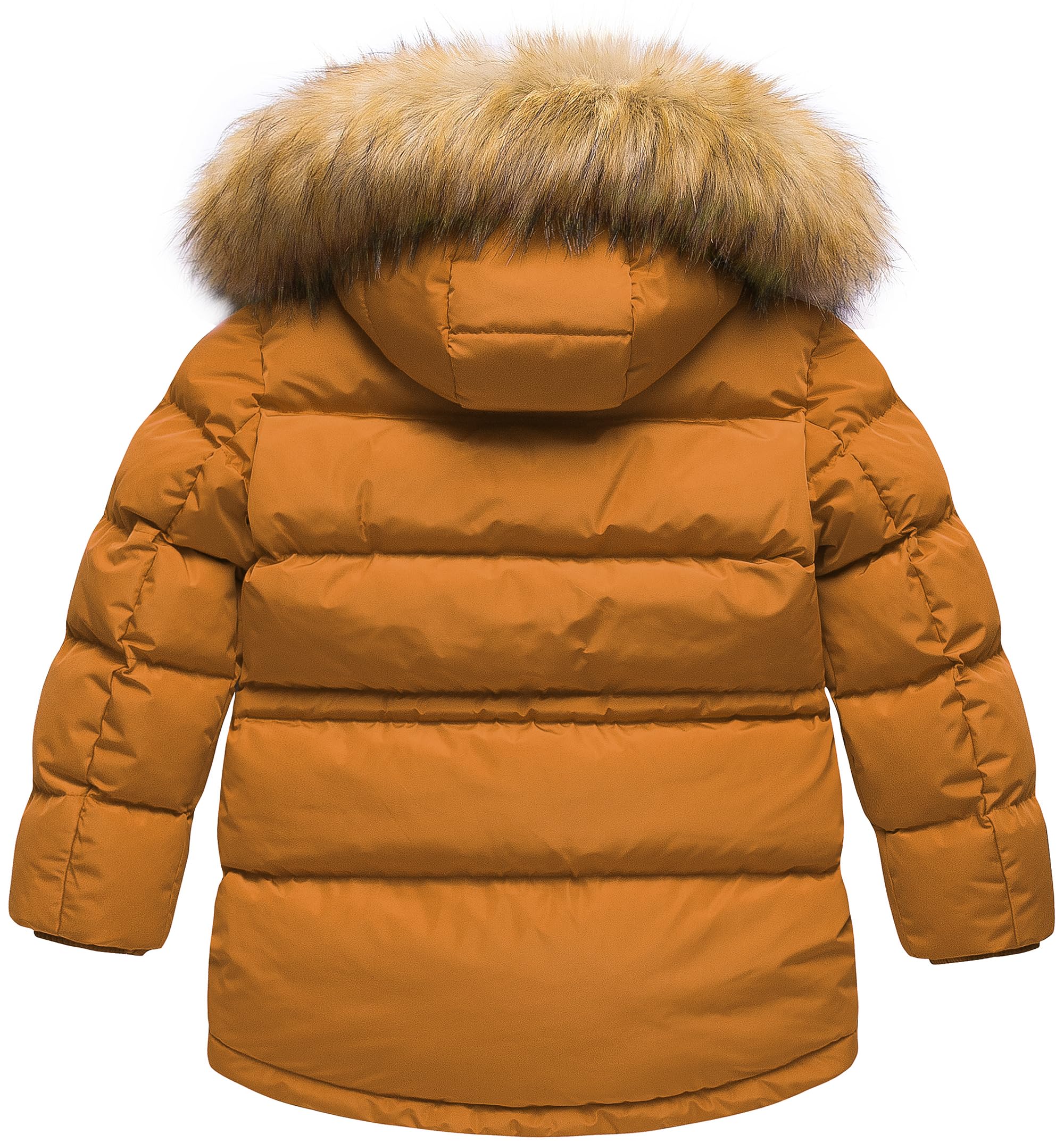 CREATMO US Big Boys Winter Coat Windproof Stylish Youth Puffer Jacket Fleece Thicken Kids Parka With Removable Hood Tan 14-16